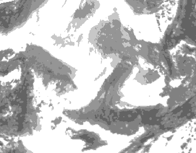 GDPS total cloud 150 hour forecast chart for Canada based on 2026/02/15 1200Z data