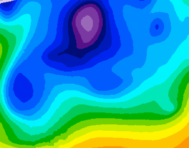 GDPS 500 millibar geopotential height 030 hour forecast chart for Canada based on 2026/02/16 0000Z data