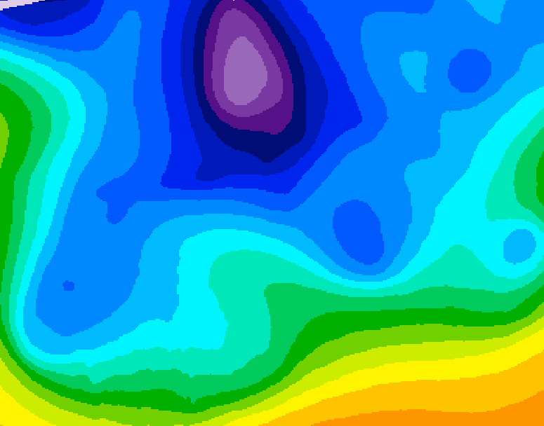 GDPS 500 millibar geopotential height 048 hour forecast chart for Canada based on 2026/02/16 0000Z data