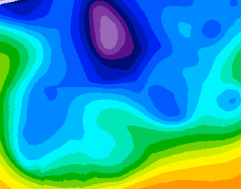 GDPS 500 millibar geopotential height 054 hour forecast chart for Canada based on 2026/02/16 0000Z data