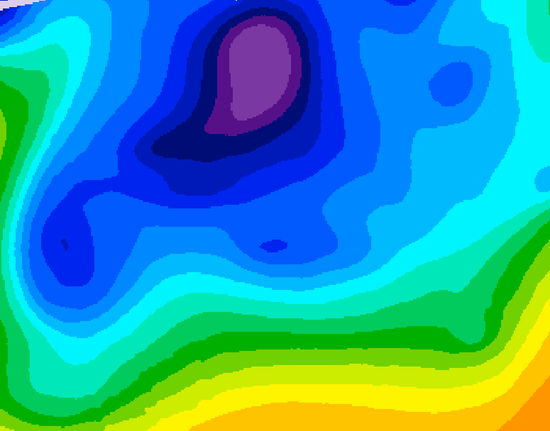 GDPS 500 millibar geopotential height 012 hour forecast chart for Canada based on 2026/02/16 1200Z data