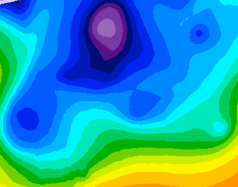GDPS 500 millibar geopotential height 024 hour forecast chart for Canada based on 2026/02/16 1200Z data