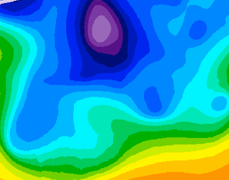 GDPS 500 millibar geopotential height 036 hour forecast chart for Canada based on 2026/02/16 1200Z data