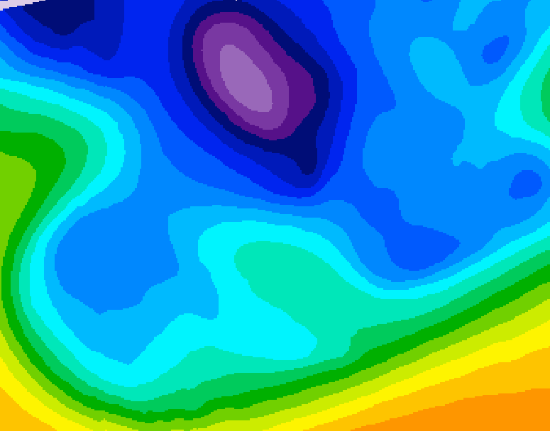 GDPS 500 millibar geopotential height 054 hour forecast chart for Canada based on 2026/02/16 1200Z data