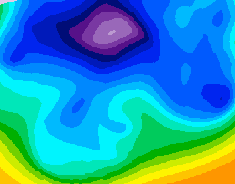 GDPS 500 millibar geopotential height 090 hour forecast chart for Canada based on 2026/02/16 1200Z data