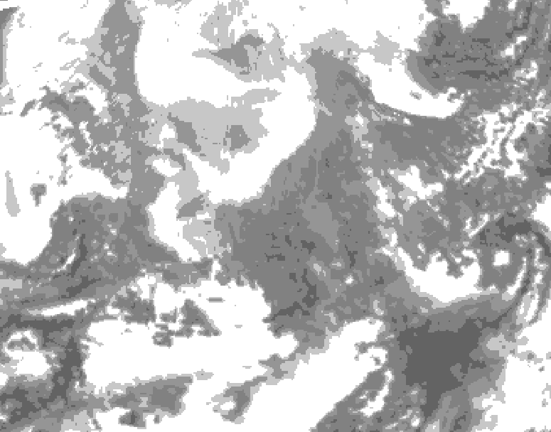 GDPS total cloud 006 hour forecast chart for Canada based on 2026/02/16 0000Z data