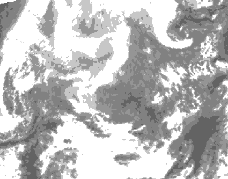 GDPS total cloud 018 hour forecast chart for Canada based on 2026/02/16 0000Z data