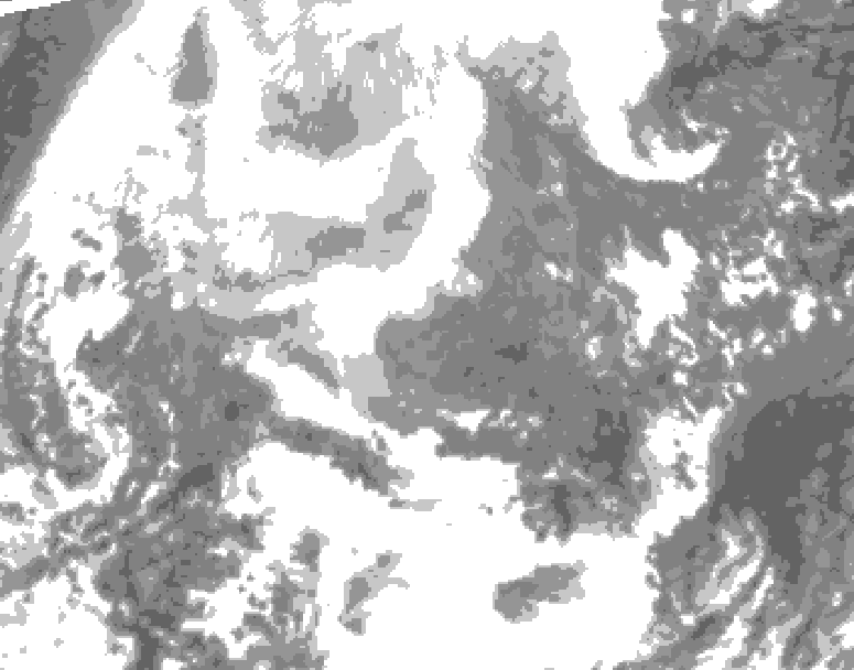 GDPS total cloud 024 hour forecast chart for Canada based on 2026/02/16 0000Z data