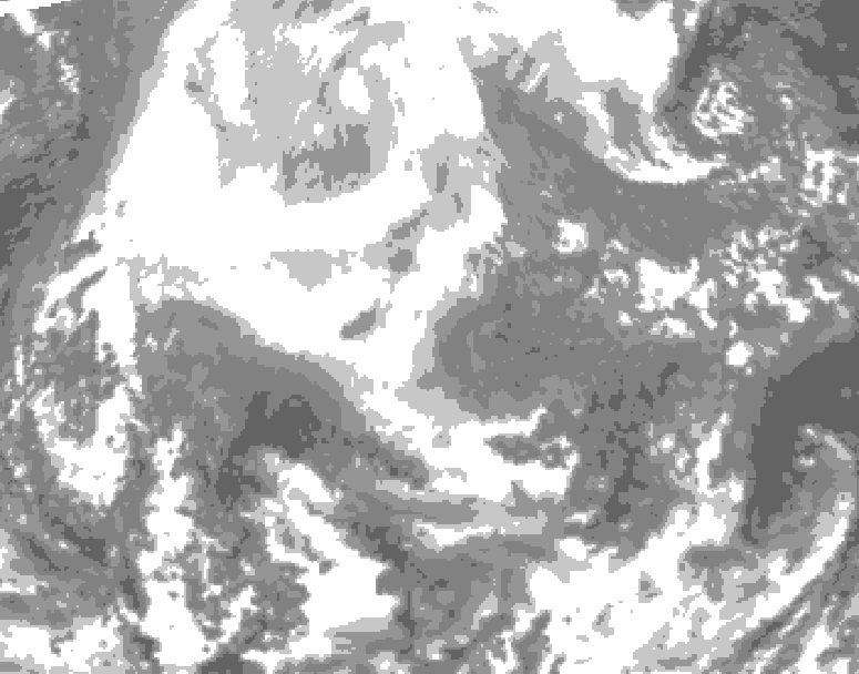 GDPS total cloud 036 hour forecast chart for Canada based on 2026/02/16 0000Z data