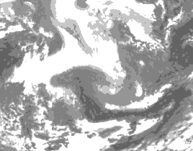 GDPS total cloud 078 hour forecast chart for Canada based on 2026/02/16 0000Z data
