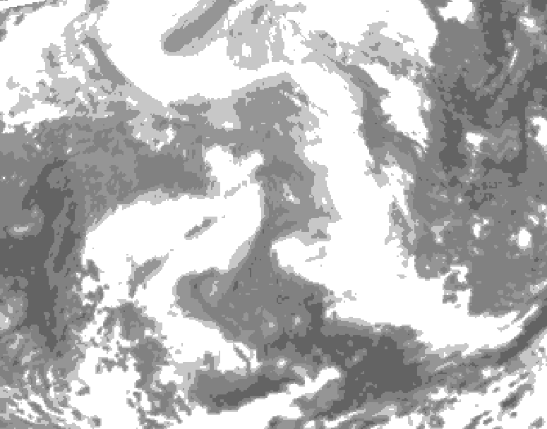 GDPS total cloud 108 hour forecast chart for Canada based on 2026/02/16 0000Z data