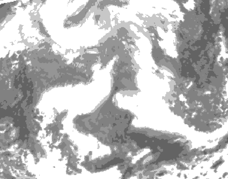 GDPS total cloud 114 hour forecast chart for Canada based on 2026/02/16 0000Z data