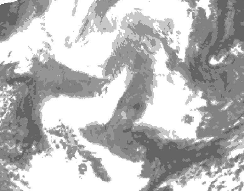 GDPS total cloud 126 hour forecast chart for Canada based on 2026/02/16 0000Z data