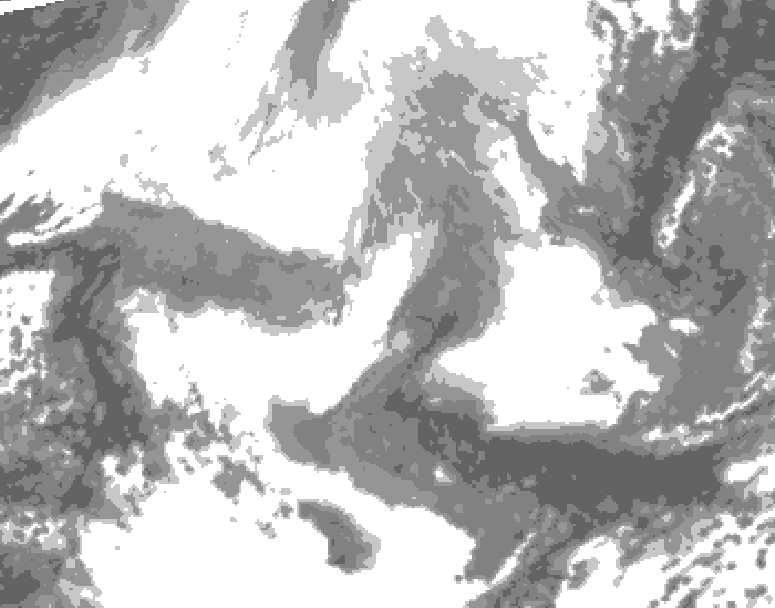 GDPS total cloud 132 hour forecast chart for Canada based on 2026/02/16 0000Z data