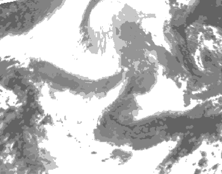 GDPS total cloud 144 hour forecast chart for Canada based on 2026/02/16 0000Z data