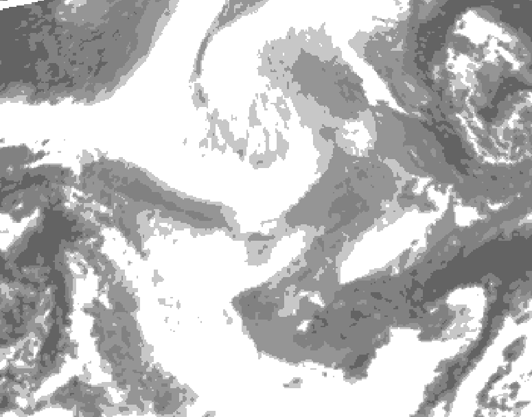 GDPS total cloud 156 hour forecast chart for Canada based on 2026/02/16 0000Z data