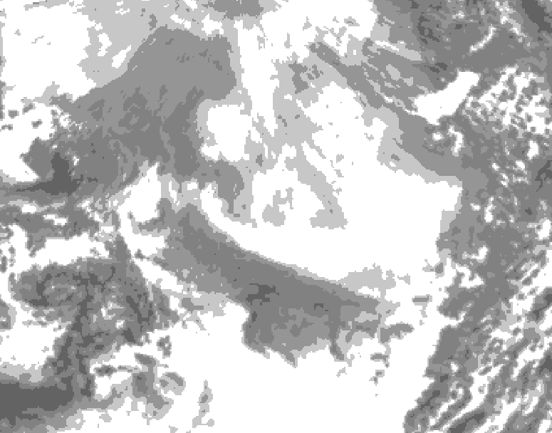 GDPS total cloud 204 hour forecast chart for Canada based on 2026/02/16 0000Z data