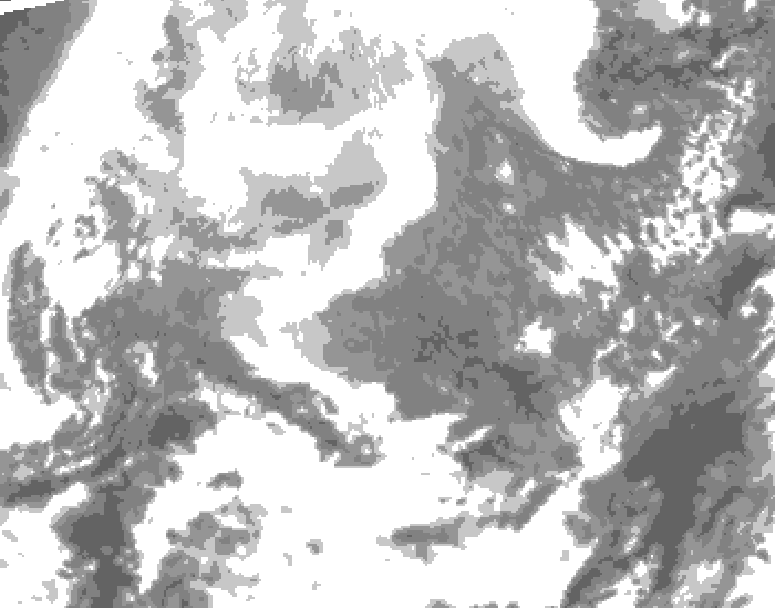 GDPS total cloud 006 hour forecast chart for Canada based on 2026/02/16 1200Z data