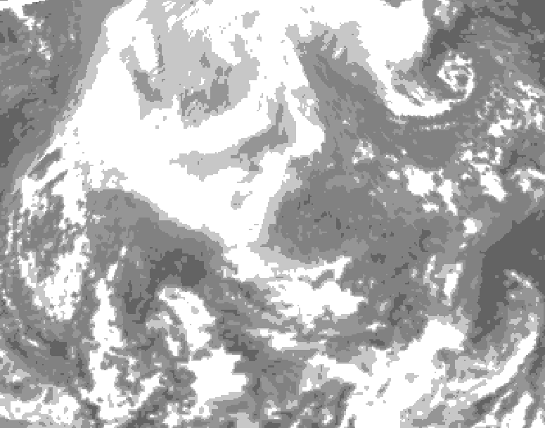 GDPS total cloud 024 hour forecast chart for Canada based on 2026/02/16 1200Z data