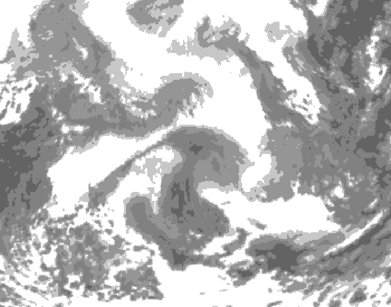 GDPS total cloud 084 hour forecast chart for Canada based on 2026/02/16 1200Z data