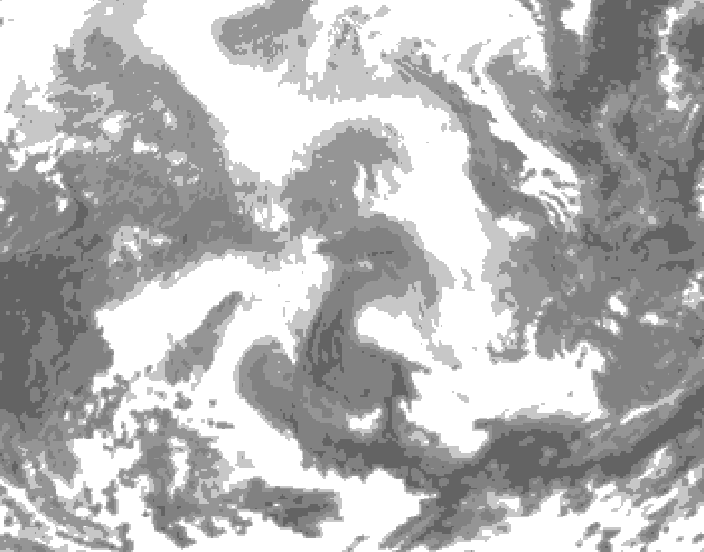 GDPS total cloud 090 hour forecast chart for Canada based on 2026/02/16 1200Z data