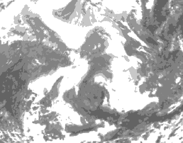 GDPS total cloud 096 hour forecast chart for Canada based on 2026/02/16 1200Z data