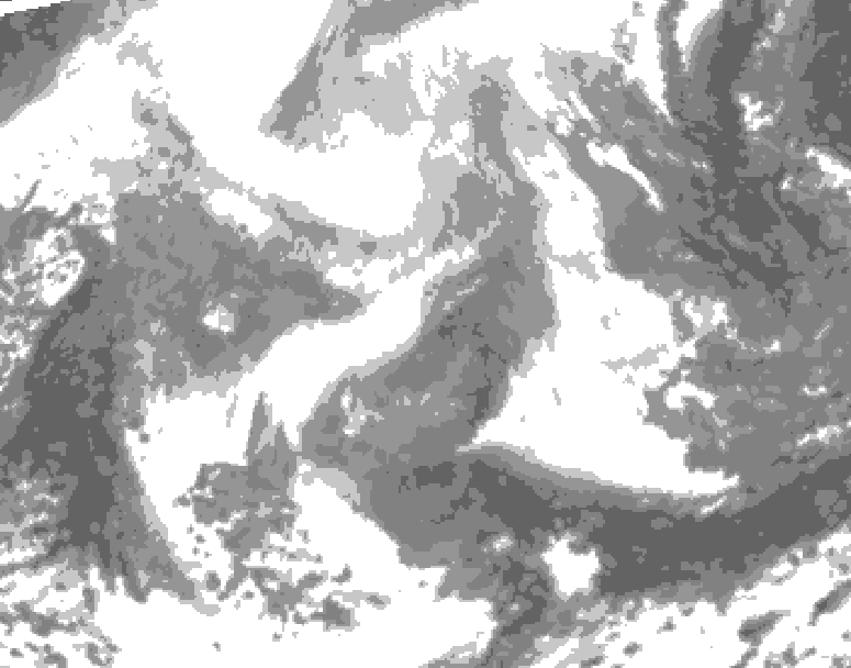 GDPS total cloud 108 hour forecast chart for Canada based on 2026/02/16 1200Z data