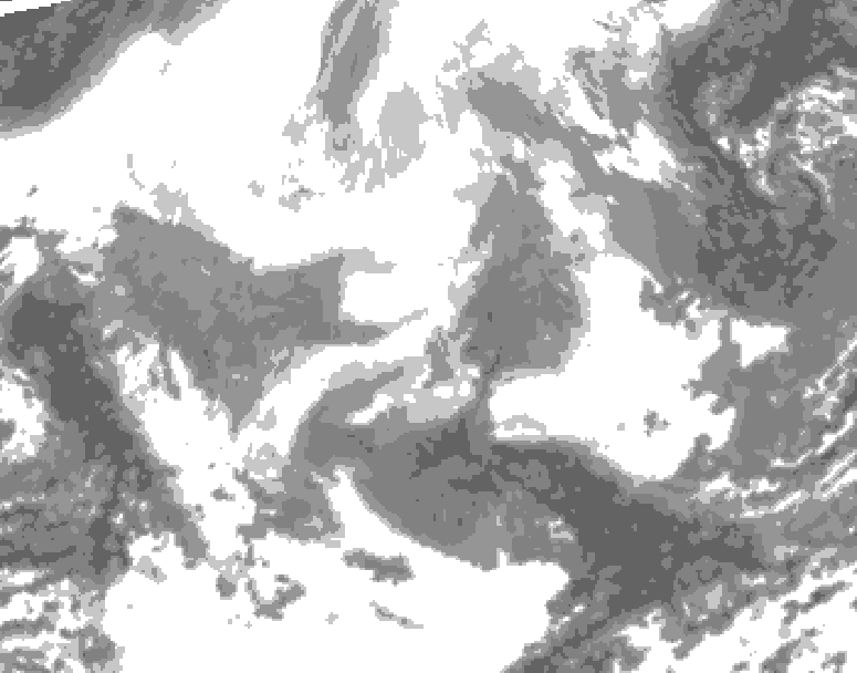 GDPS total cloud 120 hour forecast chart for Canada based on 2026/02/16 1200Z data