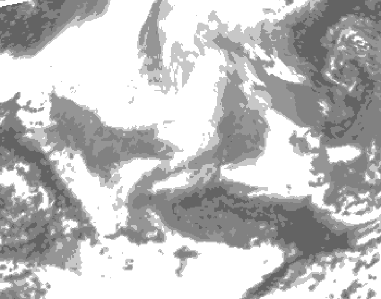 GDPS total cloud 126 hour forecast chart for Canada based on 2026/02/16 1200Z data
