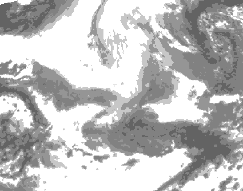 GDPS total cloud 132 hour forecast chart for Canada based on 2026/02/16 1200Z data