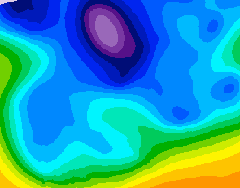 GDPS 500 millibar geopotential height 024 hour forecast chart for Canada based on 2026/02/17 1200Z data