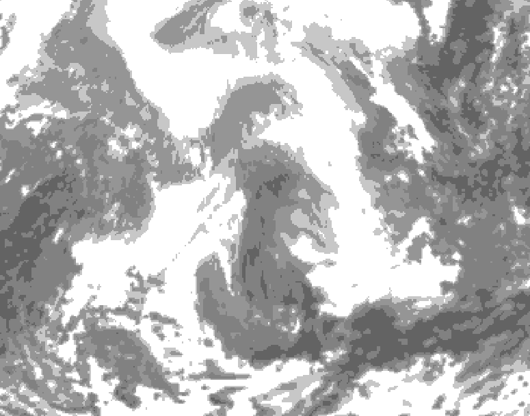 GDPS total cloud 078 hour forecast chart for Canada based on 2026/02/17 0000Z data