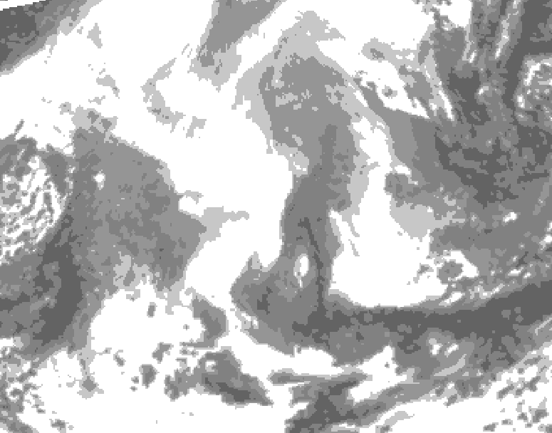 GDPS total cloud 102 hour forecast chart for Canada based on 2026/02/17 0000Z data