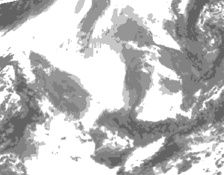 GDPS total cloud 114 hour forecast chart for Canada based on 2026/02/17 0000Z data