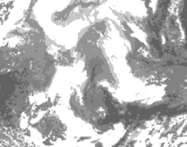 GDPS total cloud 072 hour forecast chart for Canada based on 2026/02/17 1200Z data