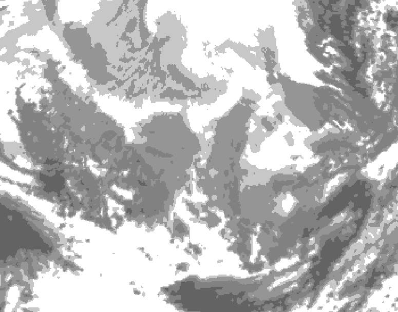GDPS total cloud 222 hour forecast chart for Canada based on 2026/02/17 1200Z data