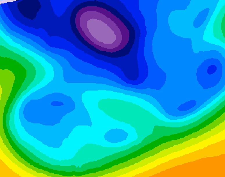 GDPS 500 millibar geopotential height 024 hour forecast chart for Canada based on 2026/02/18 0000Z data