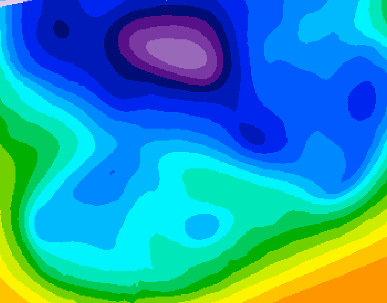 GDPS 500 millibar geopotential height 036 hour forecast chart for Canada based on 2026/02/18 0000Z data