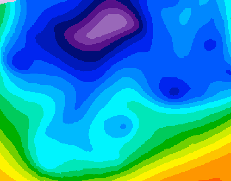 GDPS 500 millibar geopotential height 054 hour forecast chart for Canada based on 2026/02/18 0000Z data