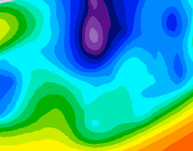 GDPS 500 millibar geopotential height 096 hour forecast chart for Canada based on 2026/02/18 0000Z data