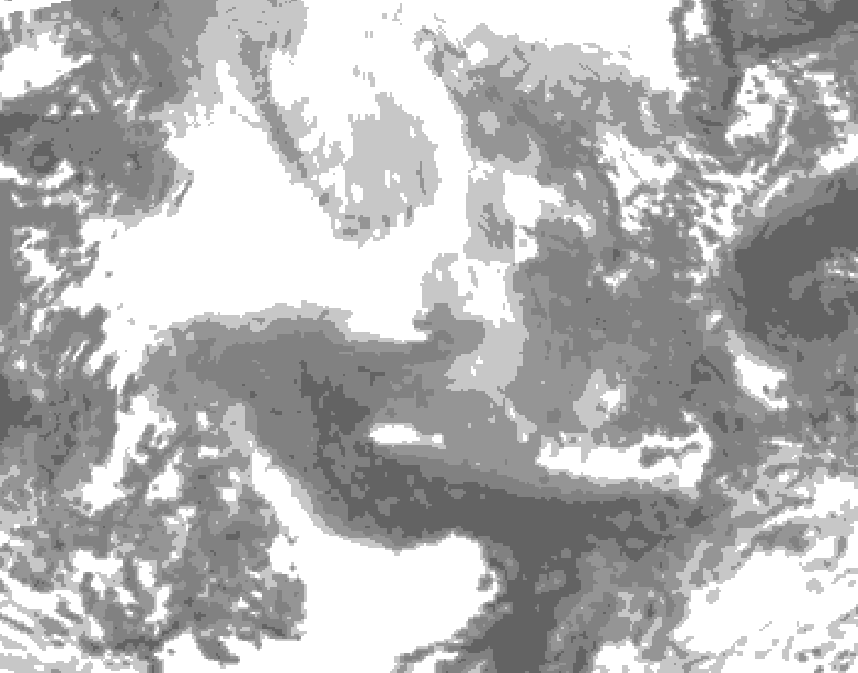GDPS total cloud 012 hour forecast chart for Canada based on 2026/02/18 0000Z data