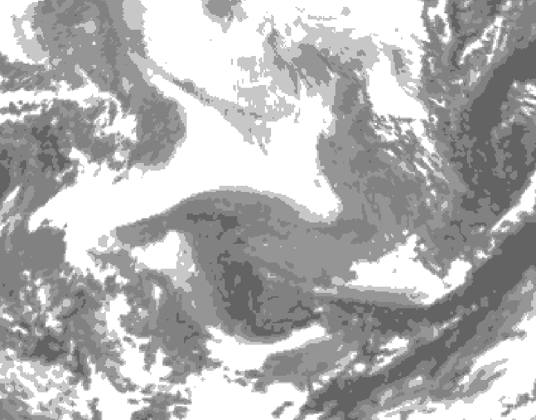GDPS total cloud 030 hour forecast chart for Canada based on 2026/02/18 0000Z data