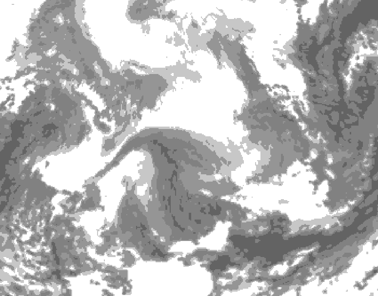 GDPS total cloud 042 hour forecast chart for Canada based on 2026/02/18 0000Z data