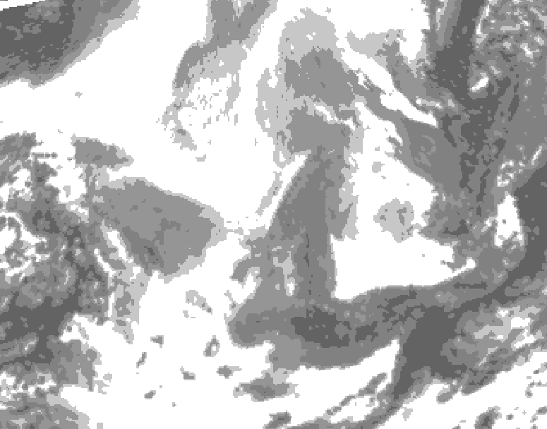 GDPS total cloud 090 hour forecast chart for Canada based on 2026/02/18 0000Z data