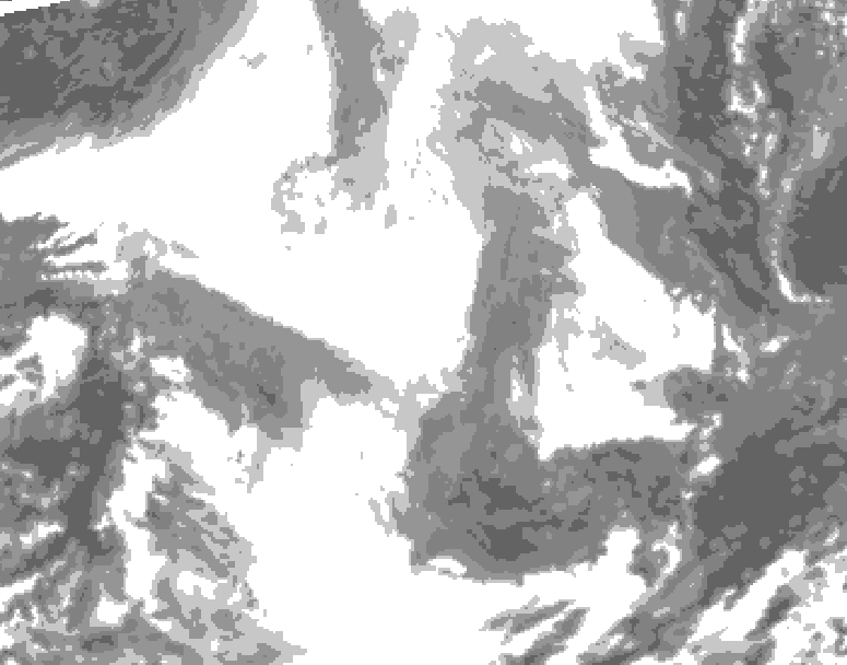 GDPS total cloud 102 hour forecast chart for Canada based on 2026/02/18 0000Z data