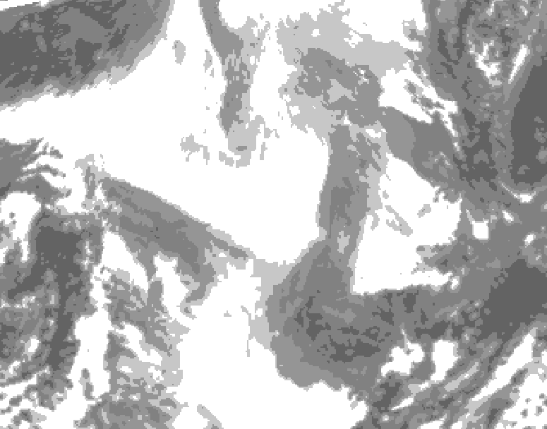 GDPS total cloud 108 hour forecast chart for Canada based on 2026/02/18 0000Z data