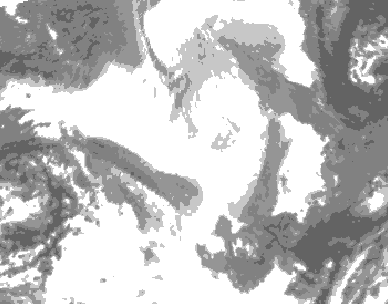 GDPS total cloud 126 hour forecast chart for Canada based on 2026/02/18 0000Z data