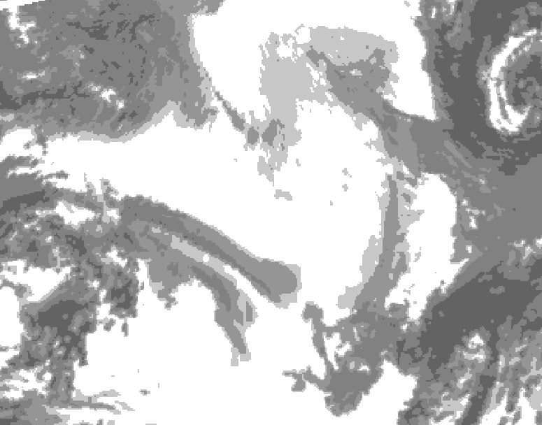 GDPS total cloud 132 hour forecast chart for Canada based on 2026/02/18 0000Z data