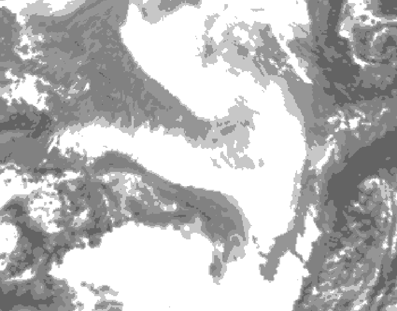 GDPS total cloud 150 hour forecast chart for Canada based on 2026/02/18 0000Z data