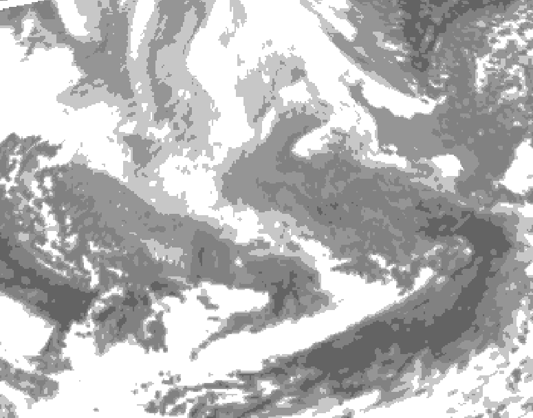 GDPS total cloud 222 hour forecast chart for Canada based on 2026/02/18 0000Z data